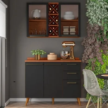 Armario kit de Cozinha e Varanda Cinamomo/Preto